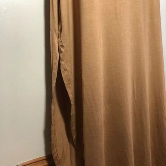 ANNABELLE WOMEN'S COLD SHOULDER SAND TAN STRETCH MAXI DRESS WITH POCKETS MEDIUM - Picture 7 of 9